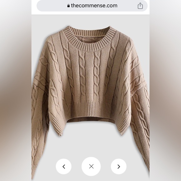 Creamy Latte Crop Pullover Sweater - Picture 1 of 3